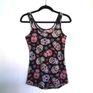 NOBO No Boundaries Sugar Skull Tank Top Colorful Stretch EUC Junior Sz M 7 - 9